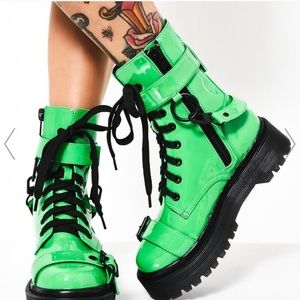 Toxic slime green current mood neon combat boots